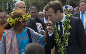 French President Emmanuel Macron meets locals in New Caledonia