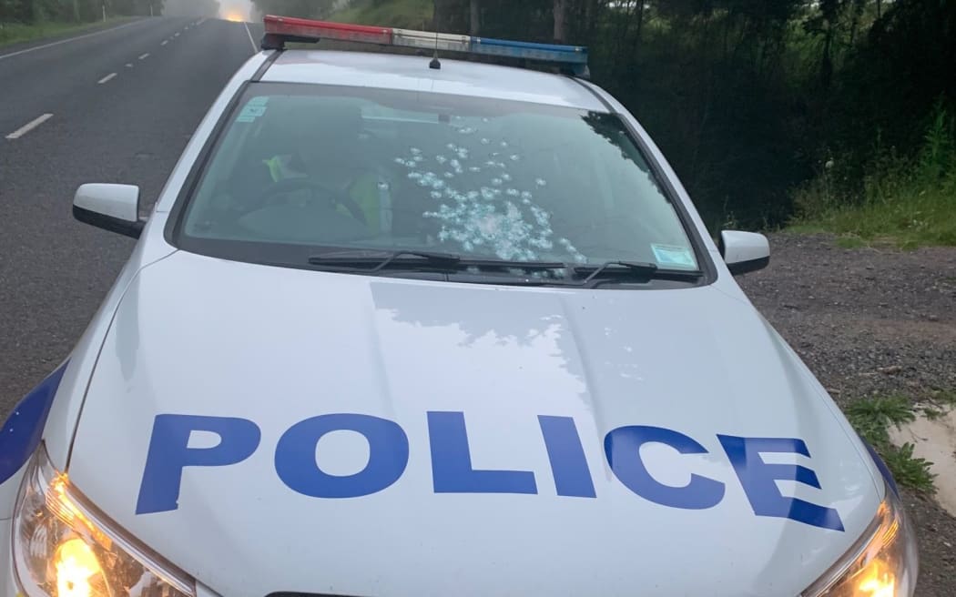 The police car shot at in Northland on 27 October 2020.