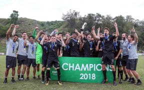 New Zealand celebrate winning the OFC Under 16 Championship.