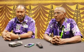 Vanuatu Prime Minister Charlot Salwai and Pacific Games Council President Vidhya Lakhan at the PGC General Assembly.