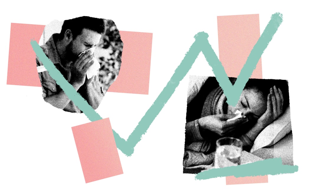 Collage de dos personas enfermas