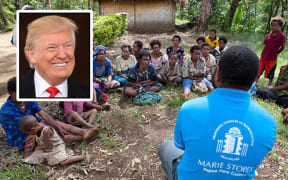 Marie Stopes International with Donald Trump, inset.