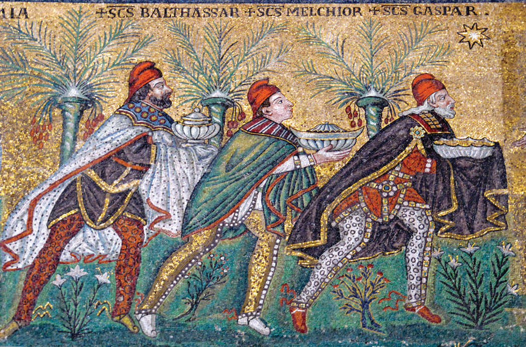 Journey of the Magi mosaic in the Basilica Sant'Apollinare Nuovo, Ravenna. 6th century
