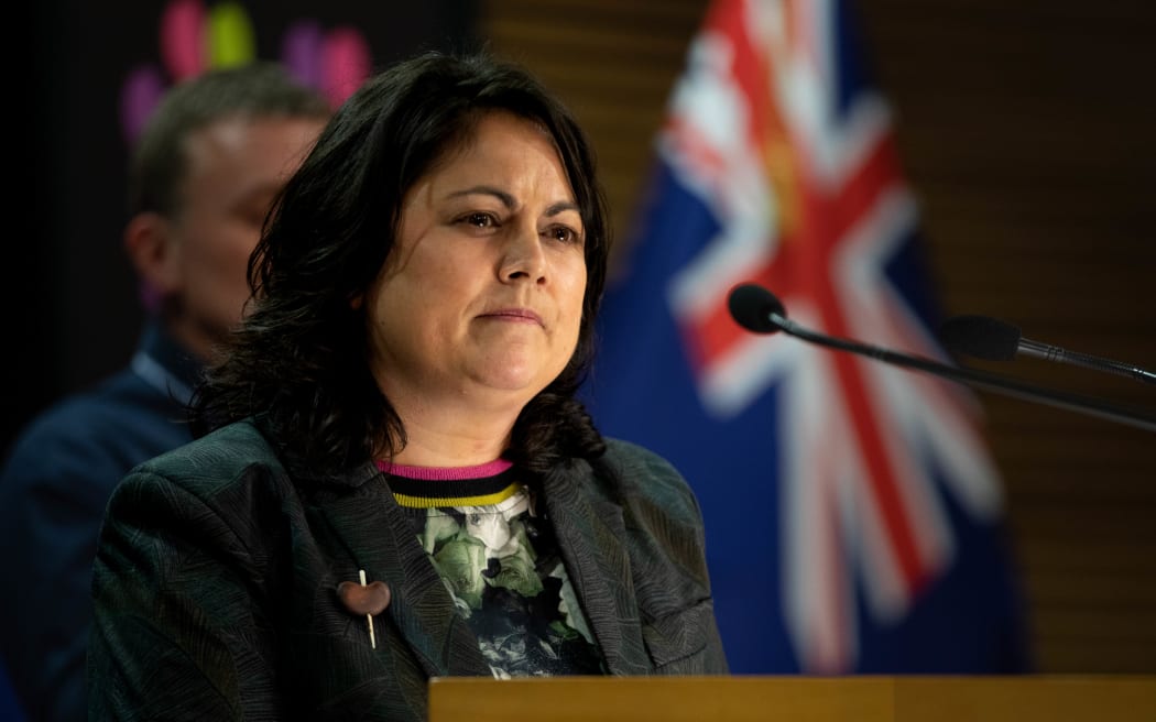 MP Dr Ayesha Verrall speaks to media at a post-cabinet press conference