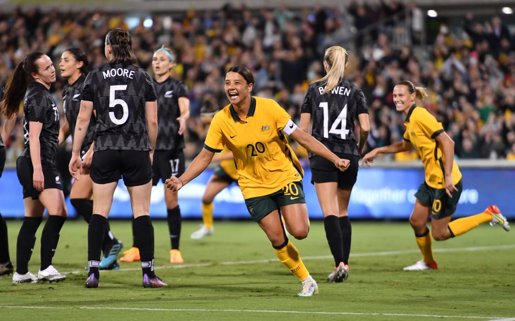 Sam Kerr of Australia celebrates