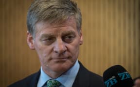Prime Minister of New Zealand, the Right Honourable Bill English during a stand up with media, after a walk through of a drug rehabilitation centre in Te Atatu today.