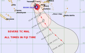 The forecast track map for tropical cyclone Mal