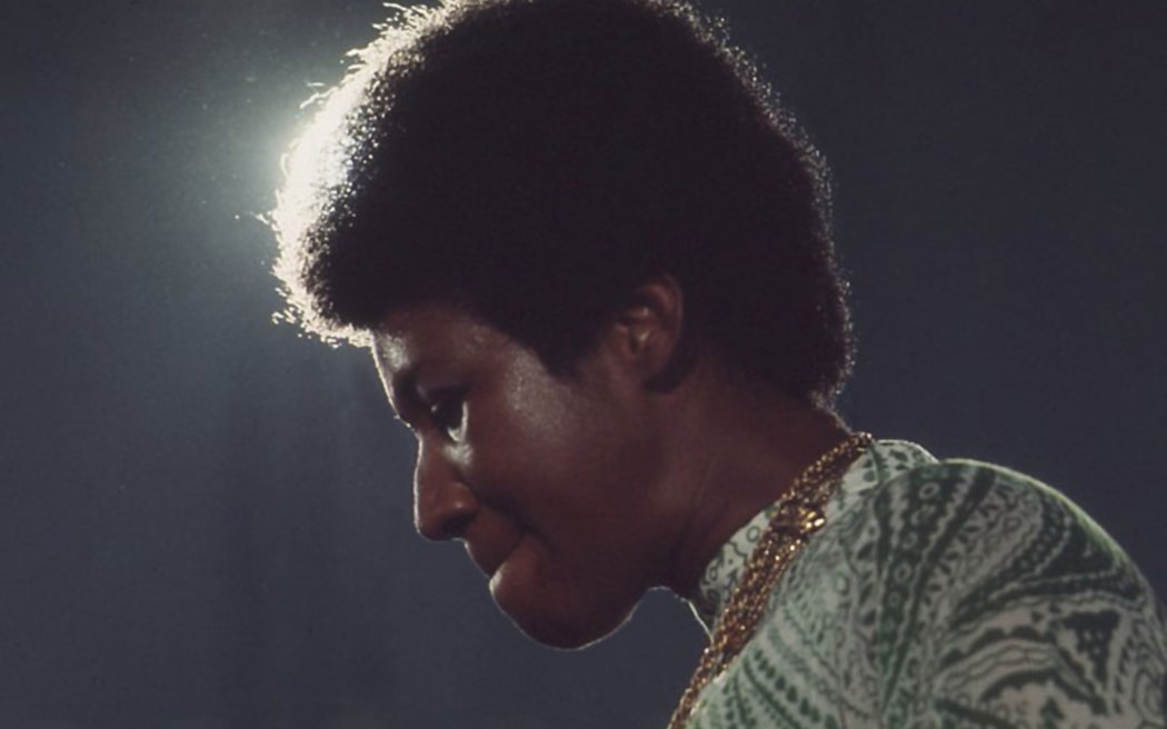 Aretha Franklin during her Amazing Grace performance.