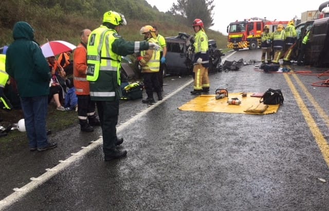 Emergency services at the crash site north of Taupō