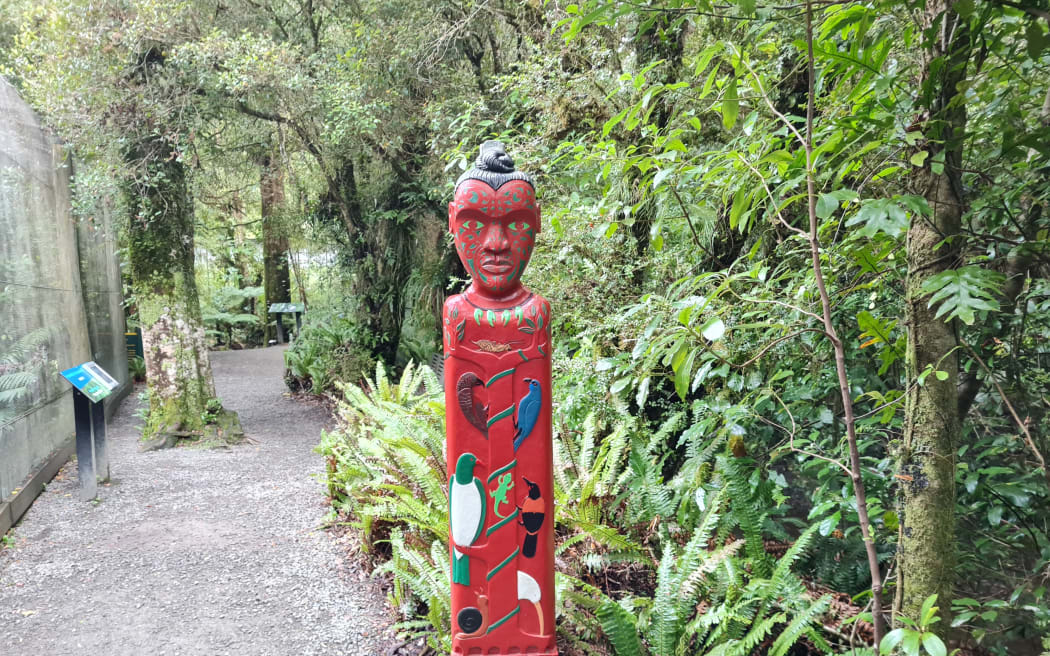 A pou of Tāne-mahuta, God of the forest, at Pūkaha.