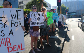 Junior doctors strike outside Auckland Hospital.