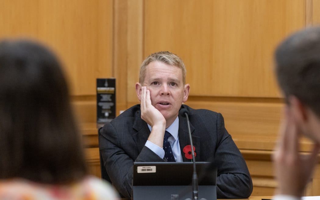 Leader of the House Chris Hipkins considers rules changes during a sitting of Parliament's Standing Orders Committee, hearing evidence on the 2023 Review of Standing Orders.