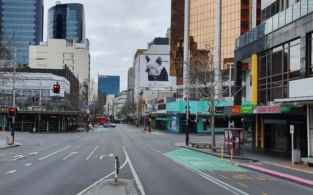 Central Auckland on Wednesday 25 August 2021 on the eighth today of a Covid-19 lockdown.