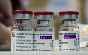 This file photo taken on February 11, 2021 shows vials of the ABV2856 batch  of the AstraZeneca vaccine at the start of a vaccination campaign at a hub for Covid-19 vaccinations located in Rome's Fiumicino airport long-term parking area.