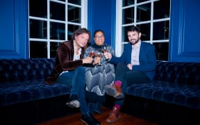 2017 NZ Jazz Award winners Jonathan Crayford and Callum Allardice with festival Artistic Director Shelagh Magadza