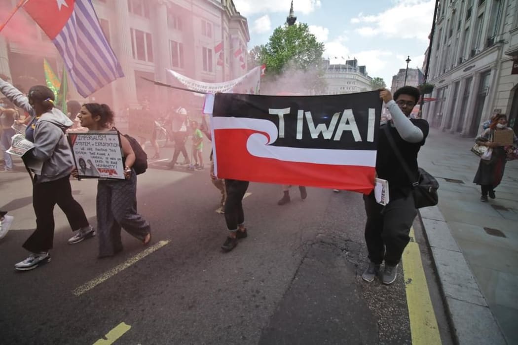 Ariana Sutton arranged for protesters against Rio Tinto in London this month to carry a flag bearing the name 'Tiwai'.