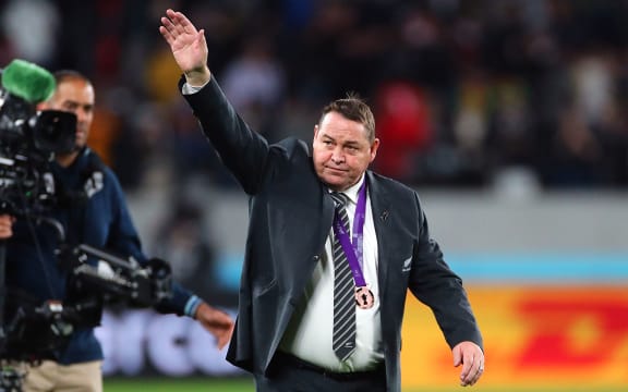 2019 Rugby World Cup Bronze Final, Tokyo Stadium, Tokyo, Japan 1/11/2019
New Zealand vs Wales
New Zealand head coach Steve Hansen waves to the crowd after the game