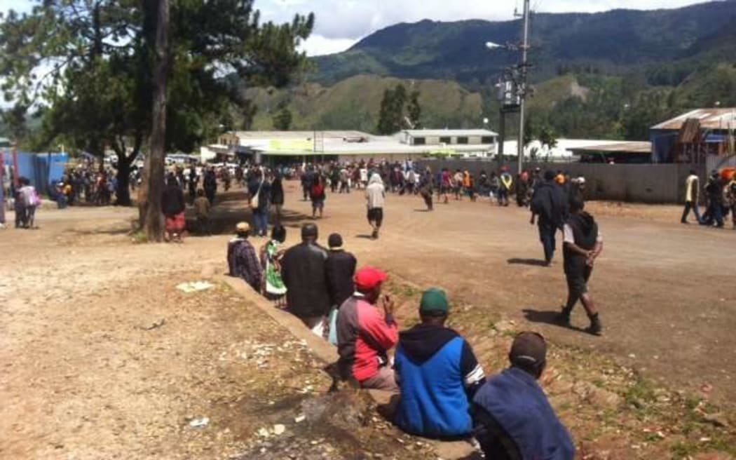 Mendi town on Saturday. Businesses were closed as the declaration of results stirred a violent reaction from some groups.