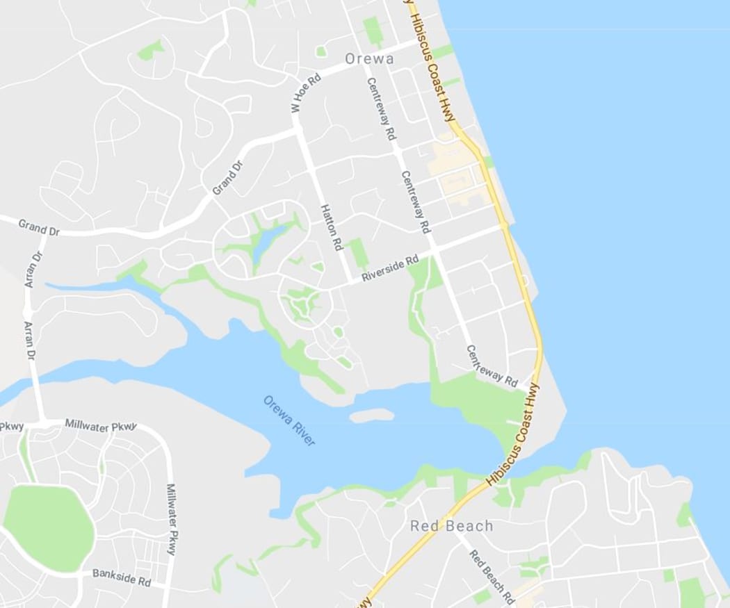 Map view of Orewa, north of Auckland.