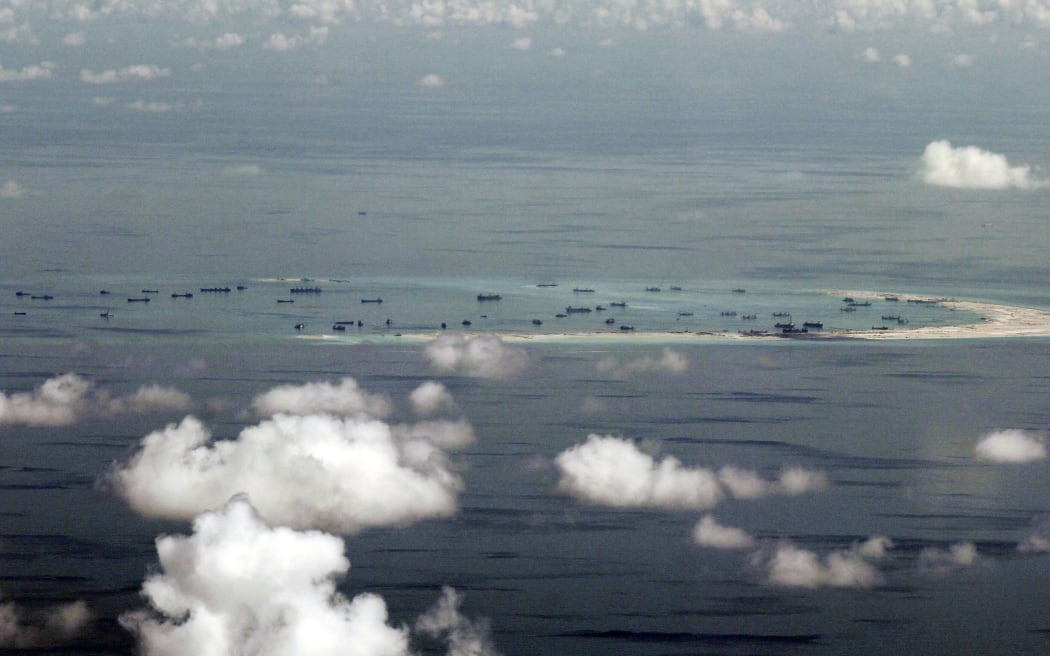 China has been accused of building on Mischief Reef in the Spratly group of islands in the South China Sea, west of Palawan. (Shown on 11 May, 2015). The Spratlys are considered a potential flashpoint, and claimant nations including the Philippines have expressed alarm as China has embarked on massive reclamation activity.