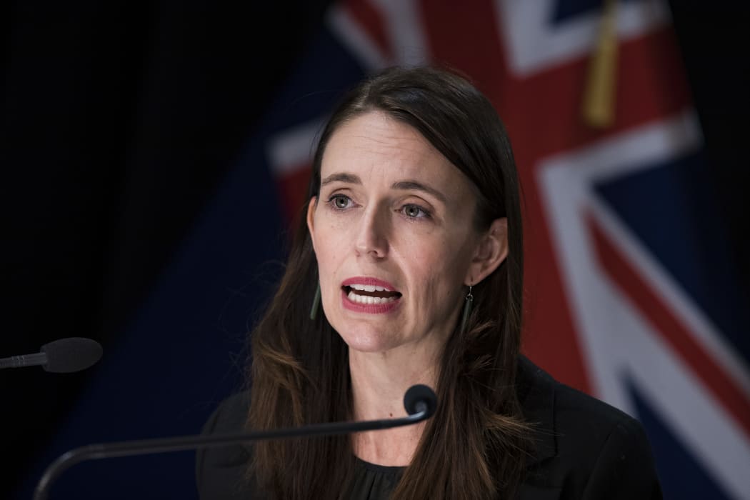 Prime Minister Jacinda Ardern at the Post Cabinet press conference in the Beehive theatrette.