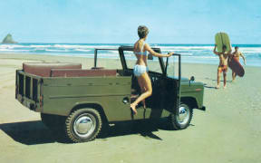 New Zealand's first lifestyle vehicle - a publicity shot at Muriwai Beach.