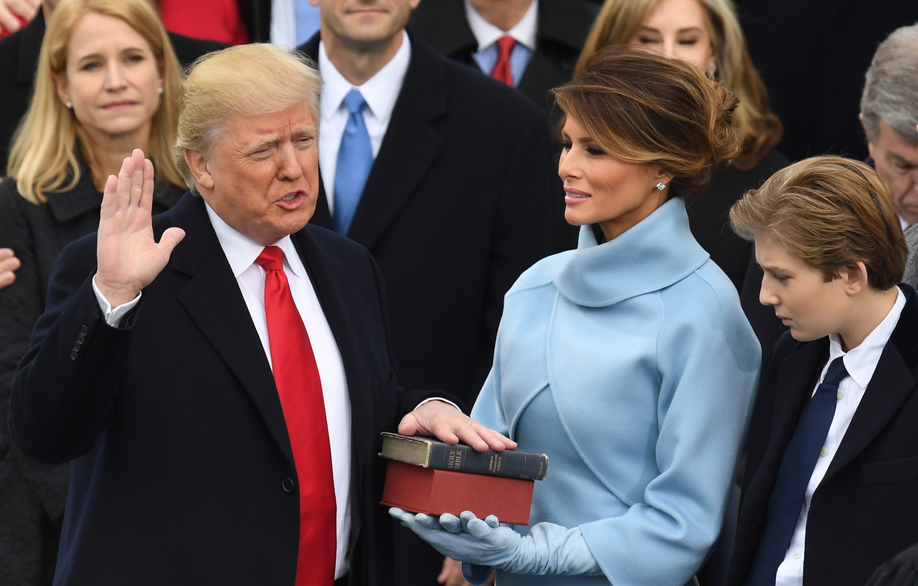 Donald Trump is sworn in as President.
