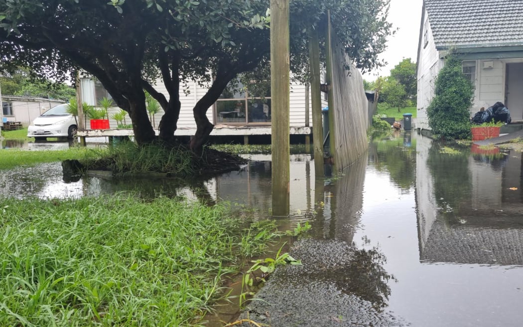 Flooding on O'Donnell Ave, Mt Albert following a night of heavy rain.