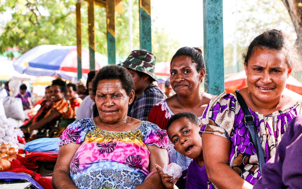 Women in PNG at a market in Port Moresby