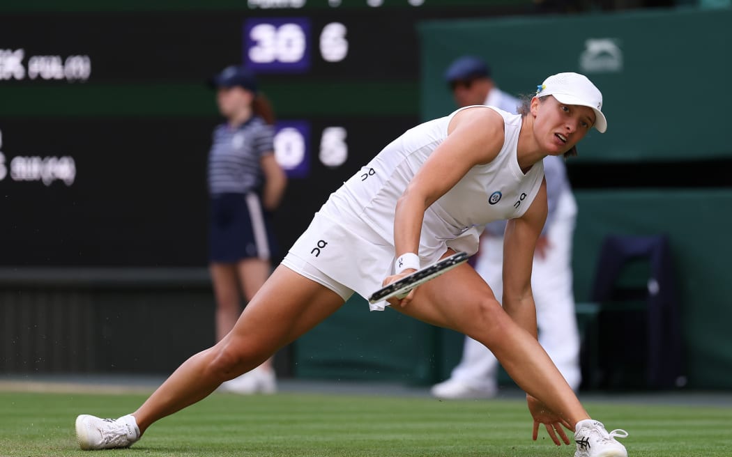 Iga Swiatek in action at Wimbledon