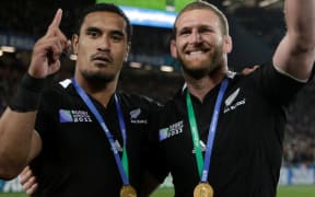Jerome Kaino (L) and Kieran Read celebrate after winning the 2011 World Cup.