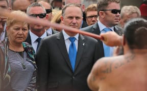 Prime Minister John Key being welcomed onto Te Tii Marae