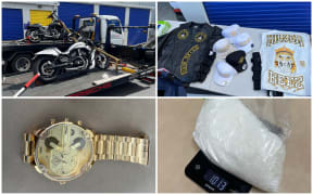 Items seized by police included meth, motorbikes, shoes and jewellery.
