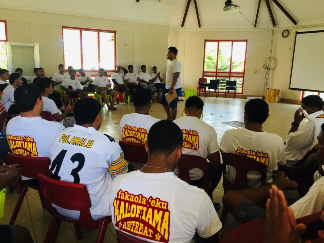 Tongan high school students listen to a presentation during a three day camp aimed at ending inter-school violence.