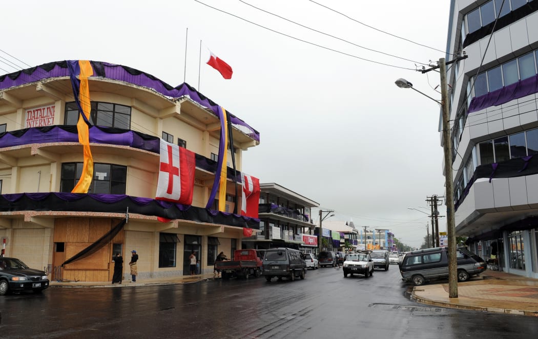 A street in downtown Nuku Alofa in Tonga.