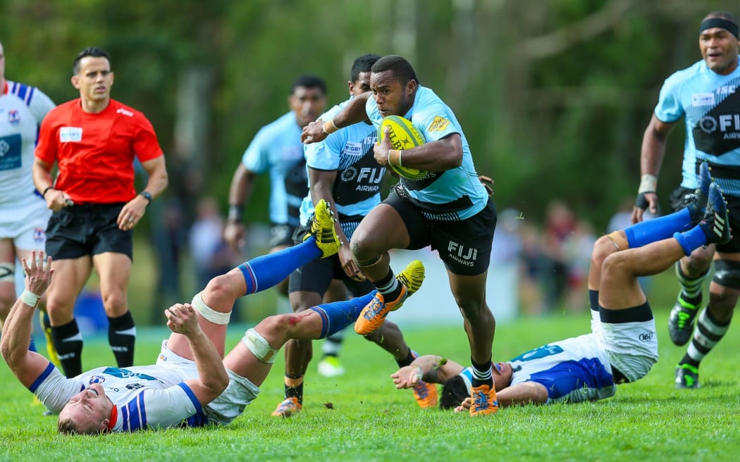 The Drua find space against the Greater Sydney Rams.