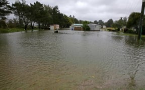 Tolaga Bay Holiday Park underwater due to a blocked culvert pipe