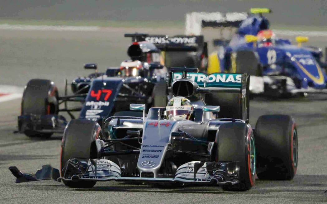 Lewis Hamilton at the Bahrain Grand Prix where he had gear box problems.