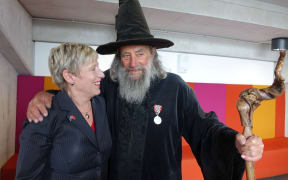 Christchurch mayor Lianne Dalziel with The Wizard.