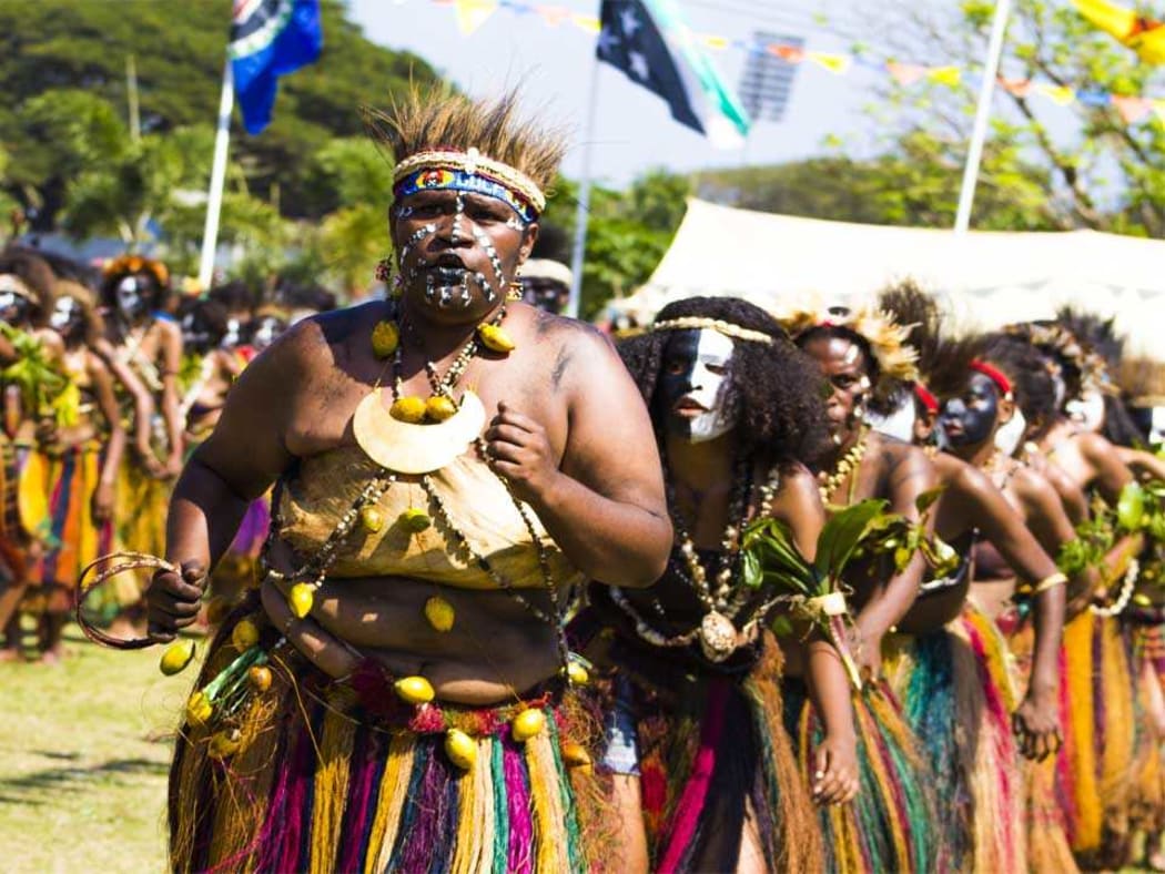 Gulf province students displaying their culture at a cultural show of Caritas Technical Secondary School, Papua New Guinea's National Capital District, 28 July 2018