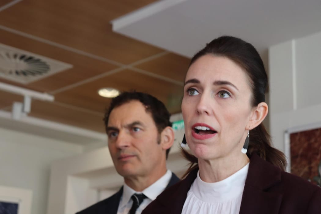 Napier MP and minister for small business Stuart Nash and Prime Minister Jacinda Ardern address media in Napier on Friday, 29 May.