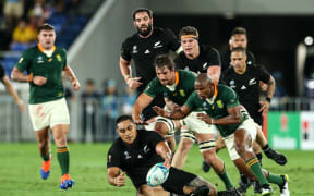 Ofa Tu'ungafasi (with the ball) during the All Blacks vs South Africa match on Saturday.