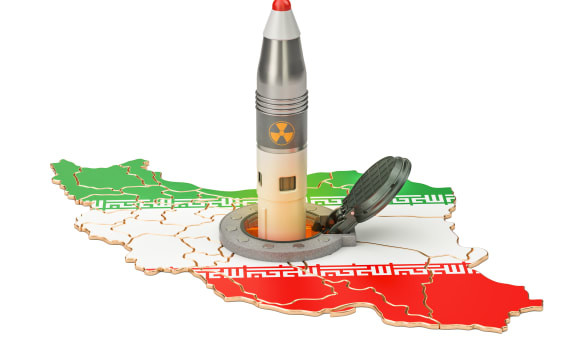 Iranian missile launches from its underground silo launch facility, 3D rendering