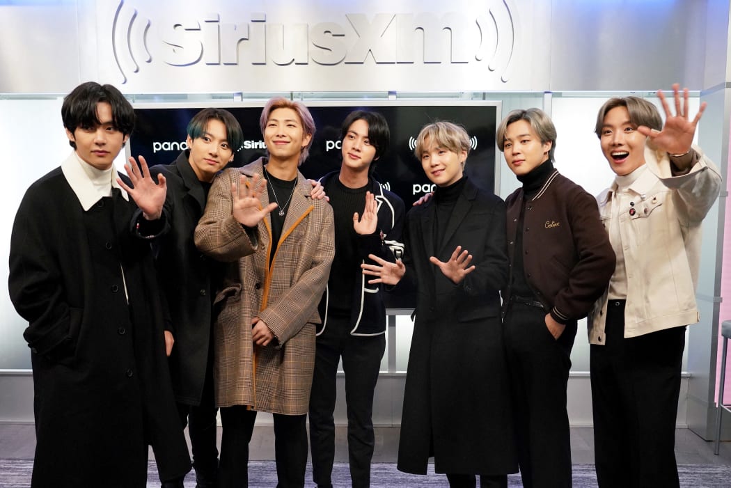 K-pop boy band BTS visit the SiriusXM Studios on February 21, 2020 in New York City.