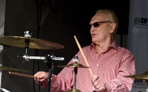 Musician Ginger Baker of Cream performs at the Rock 'N' Roll Fantasy Camp at AMP Rehearsal Studios in North Hollywood, California, in 2015.