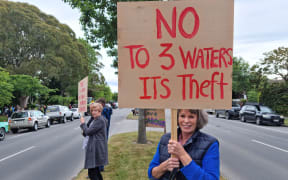 Groundswell protesters in Christchurch Sunday.