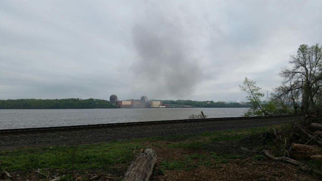 A photo of smoke rising from the Indian Point nuclear plant in New York State, posted on Twitter.