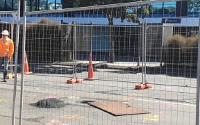 A sinkhole has opened up in central Wellington, outside the TSB arena.
