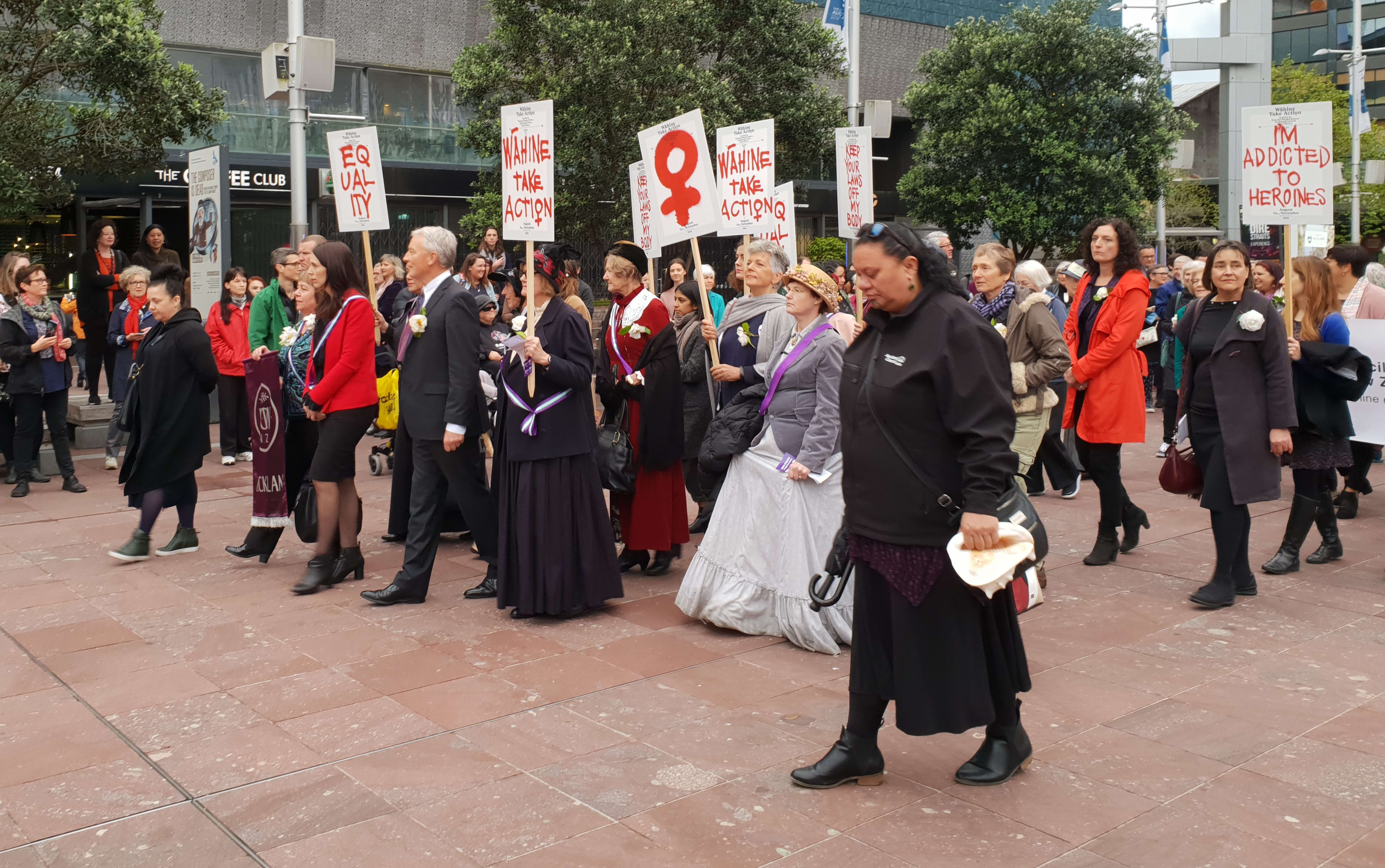 Aucklanders attend the 'sunrise ceremony' to celebrate Suffrage Day in 2018.