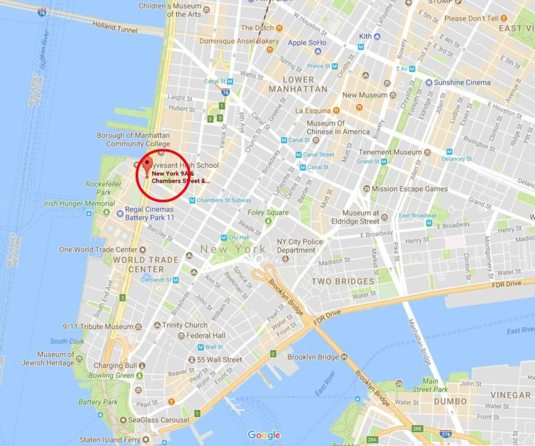 The area of the attack in New York City.